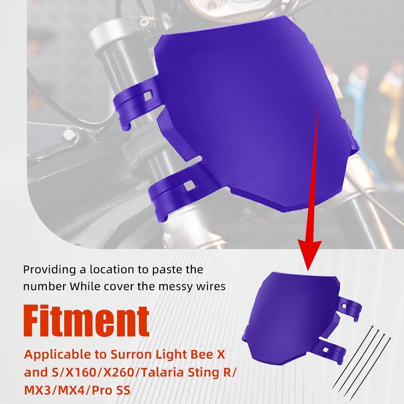 BAOUFF Front Number Plate for Ebike,8.78″*6.69″ Plate Replacement for Ridstar Q20/Tutti Soleil 01/Surron Light Bee/Talaria Sting MX3 MX4 MX5/E Ride Pro/Super 73/X160/X260-Purple - Image 2